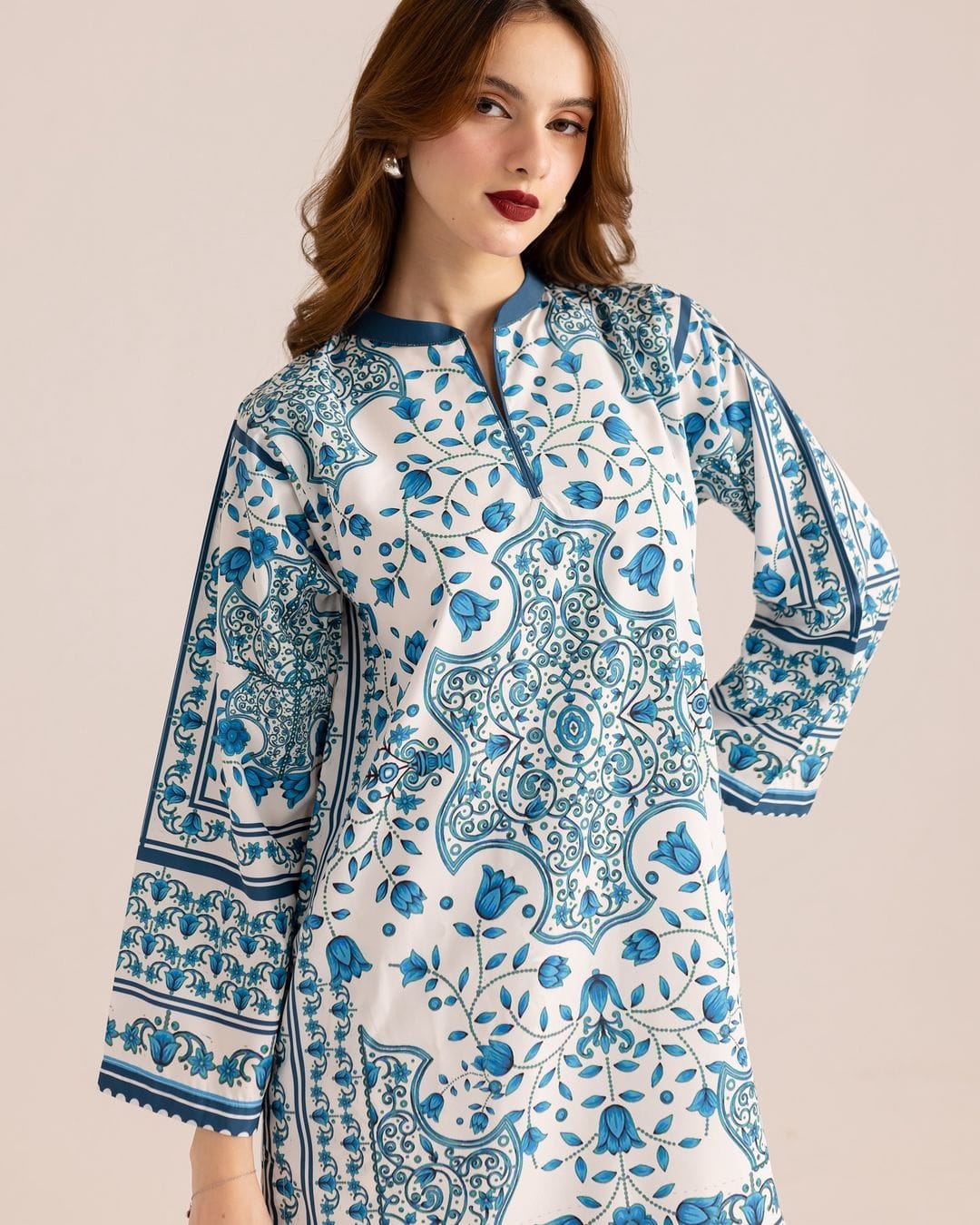 LEV-A011 – 2PC Printed Co-Ord Set (White blue)