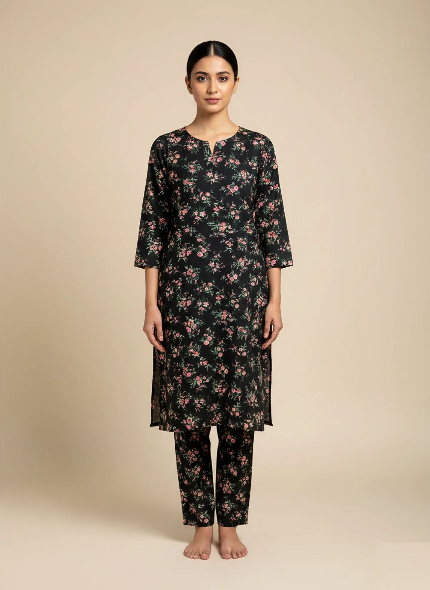 214 - Premium Cotton Unstitched 2PC All-Over Printed Dress