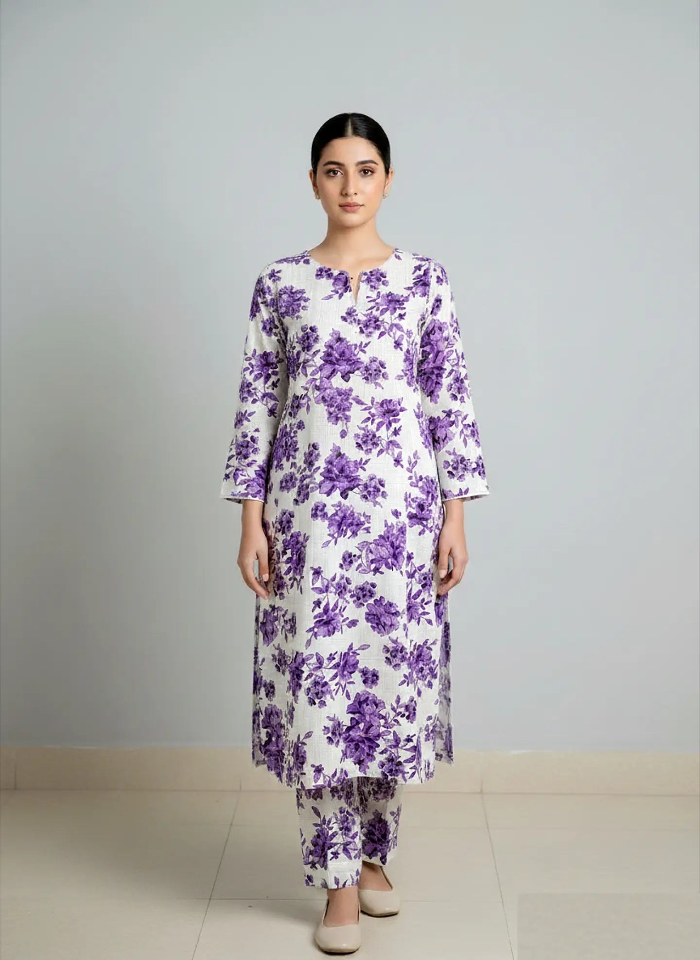 205 - Premium Cotton Unstitched 2PC All-Over Printed Dress