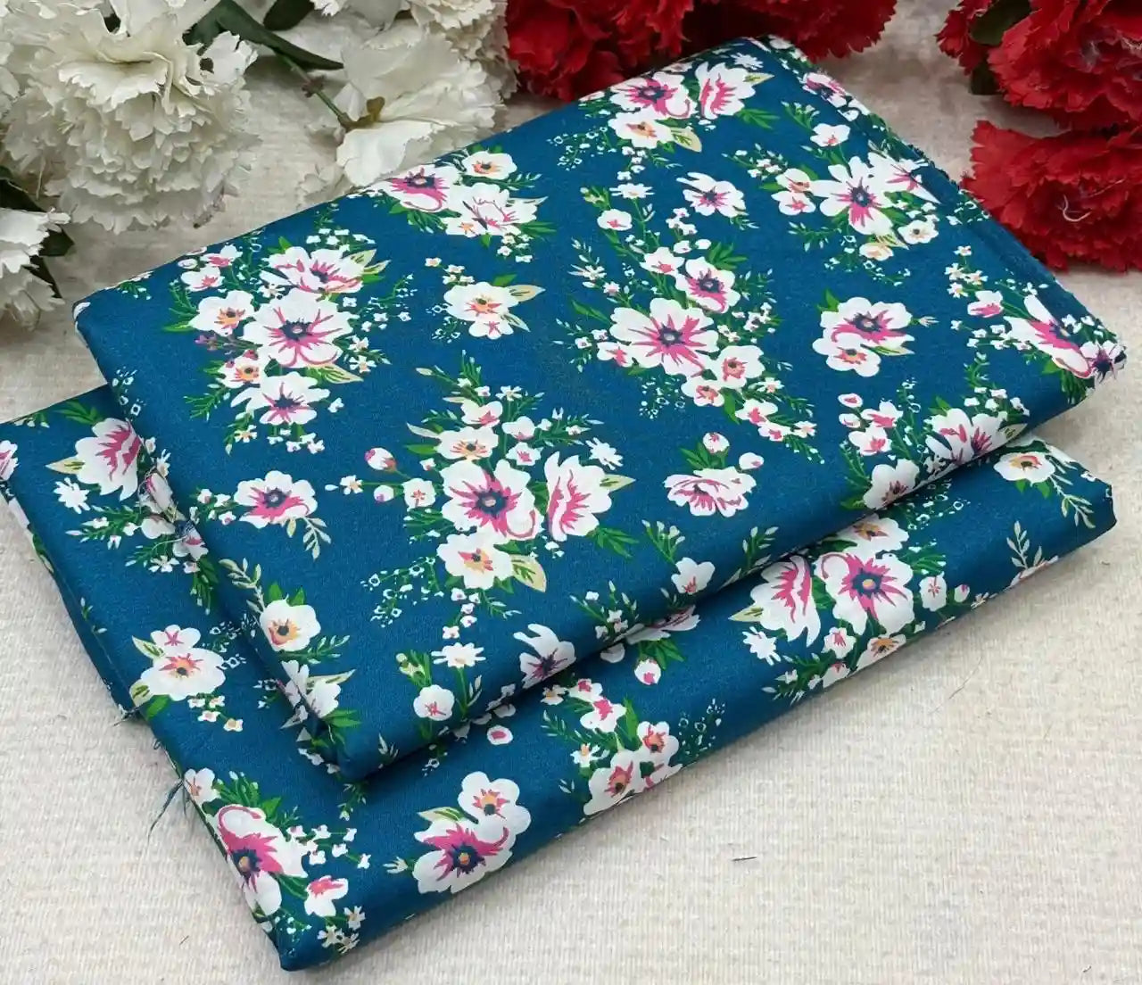 216- Premium Cotton Unstitched 2PC All-Over Printed Dress