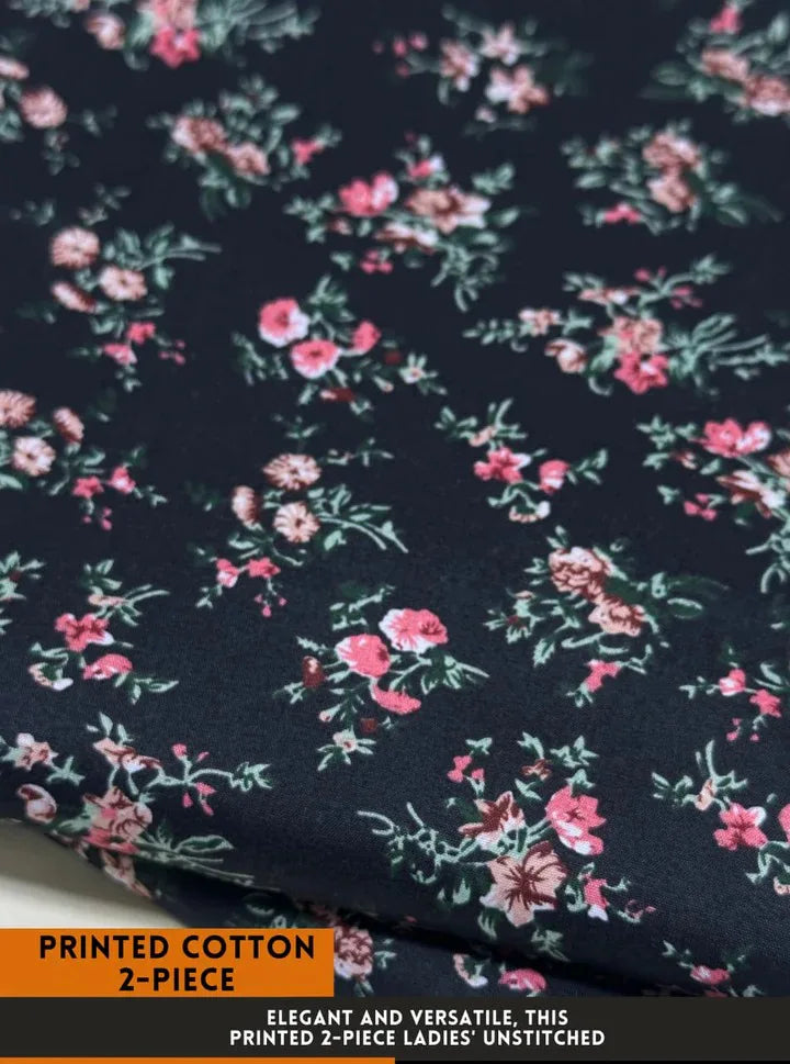 214 - Premium Cotton Unstitched 2PC All-Over Printed Dress