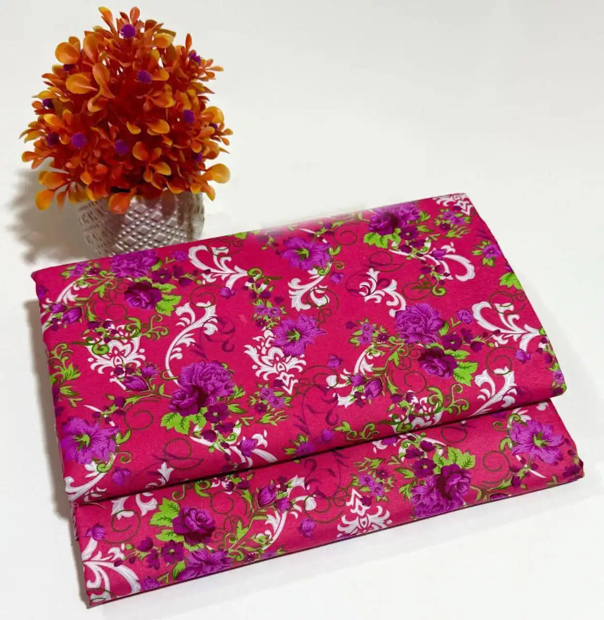208 - Premium Cotton Unstitched 2PC All-Over Printed Dress