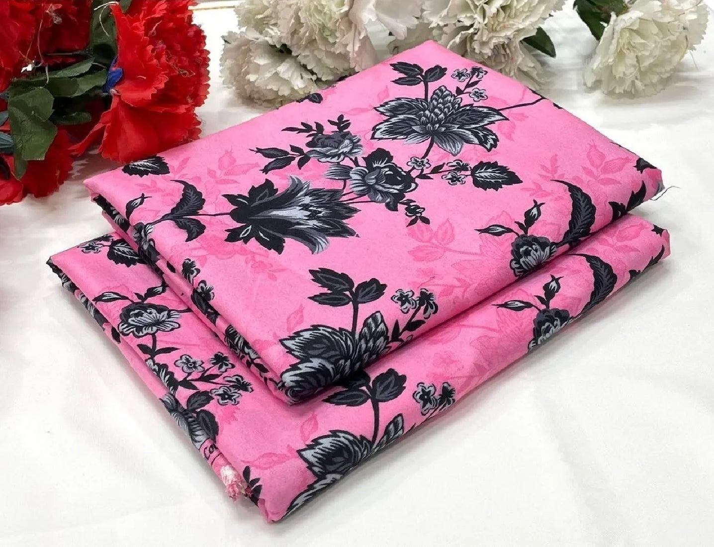 202 - Premium Cotton Unstitched 2PC All-Over Printed Dress