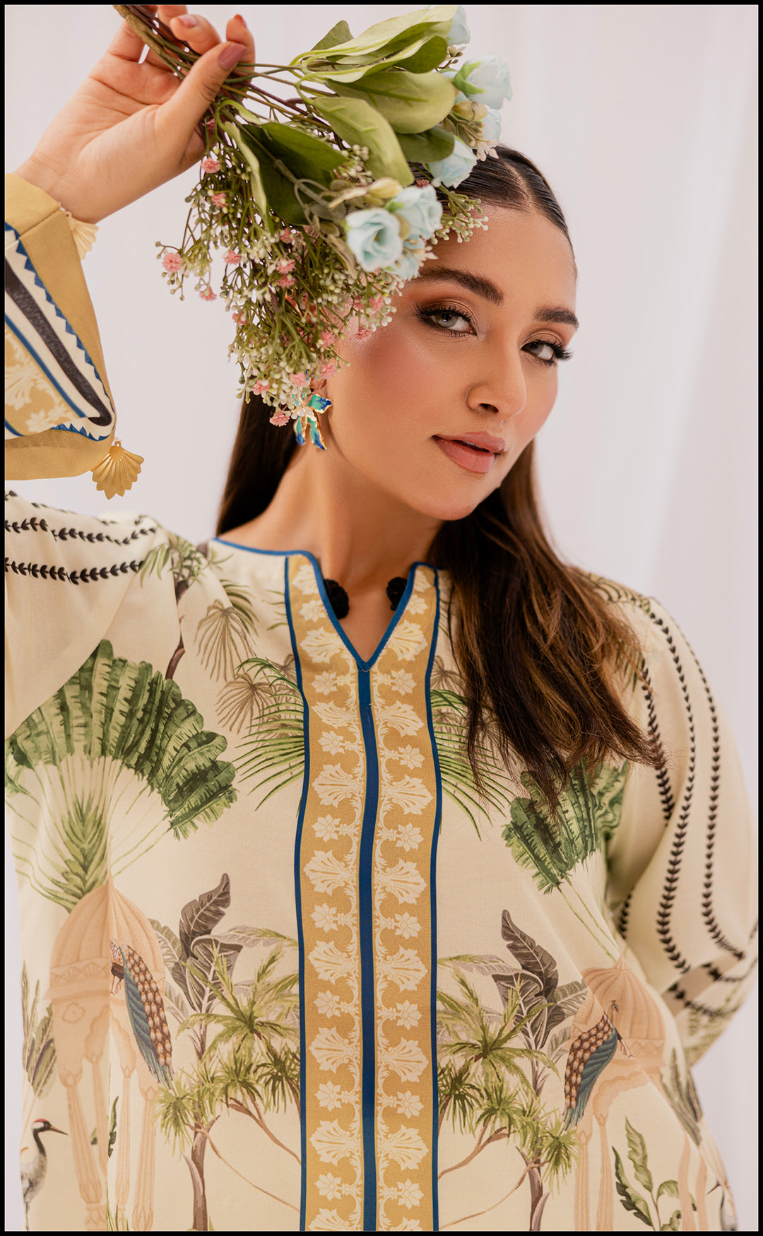 LEV-A004 – 2PC Printed Co-Ord Set (off White Green)