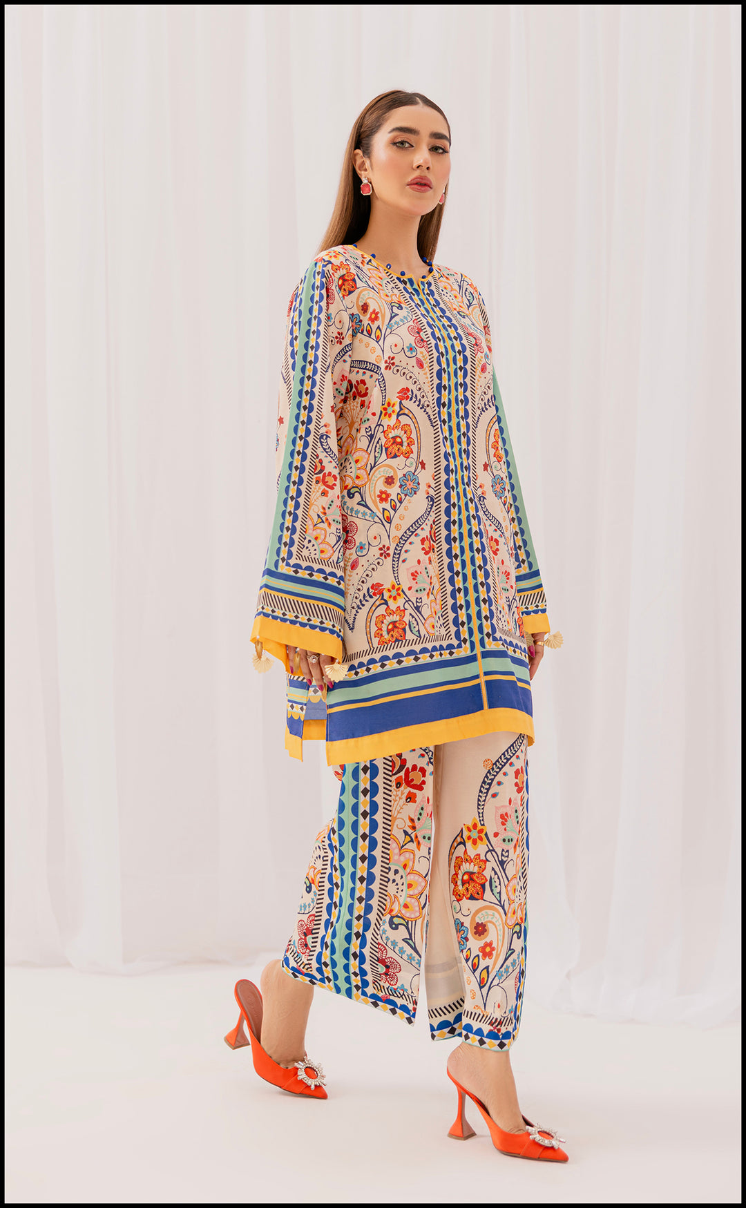 LEV-A012 – 2PC Printed Co-Ord Set (orange)
