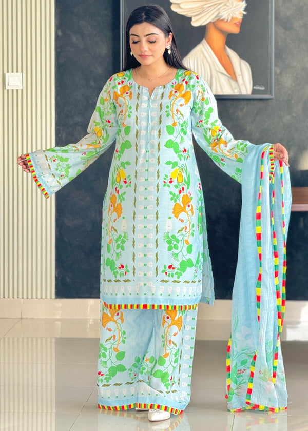 LEV-A009 – 2PC Printed Co-Ord Set (blue green)