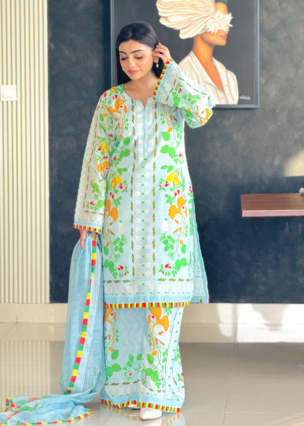 LEV-A009 – 2PC Printed Co-Ord Set (blue green)