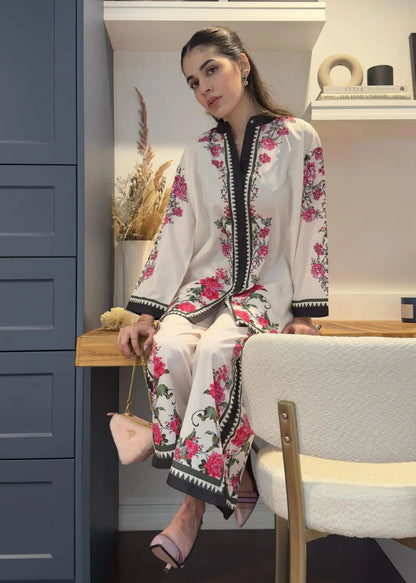 LEV-A013 – 2PC Printed Co-Ord Set (White pink )