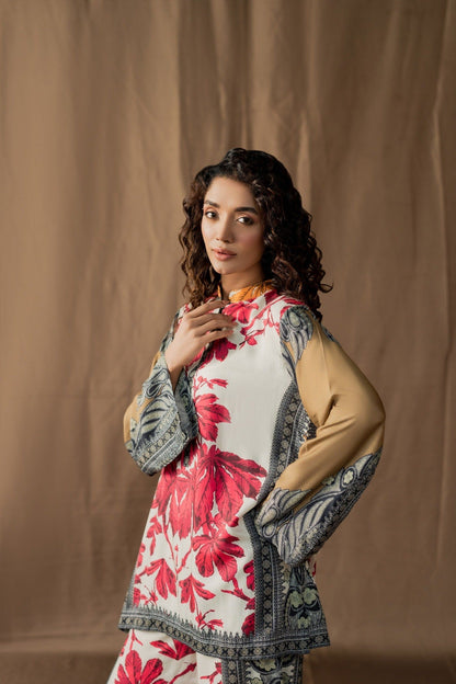LEV-A003 – 2PC Printed Co-Ord Set ( White Red )