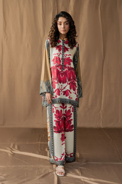 LEV-A003 – 2PC Printed Co-Ord Set ( White Red )