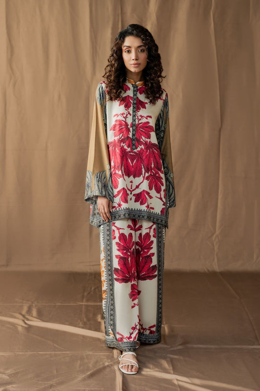 LEV-A003 – 2PC Printed Co-Ord Set ( White Red )