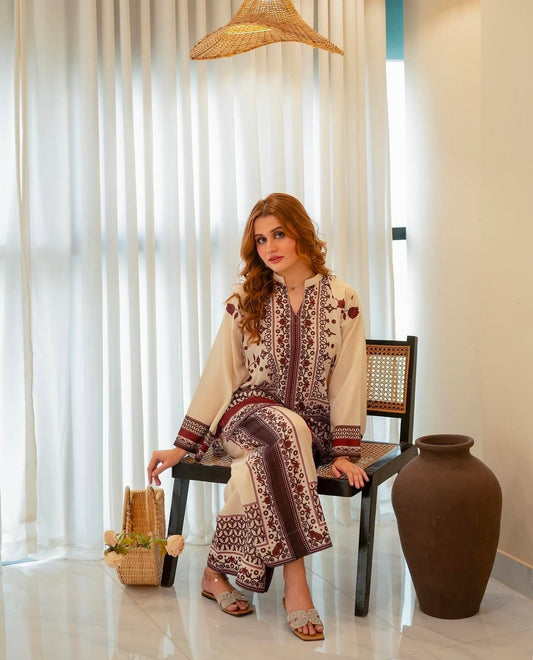LEV-A006 – 2PC Printed Co-Ord Set (Brown)