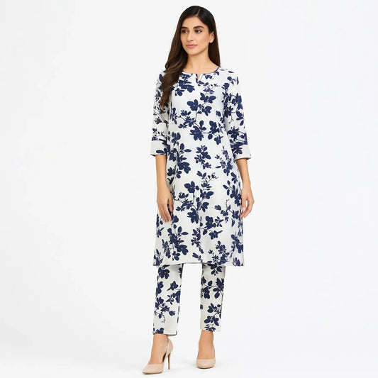 201 - Premium Cotton Unstitched 2PC All-Over Printed Dress