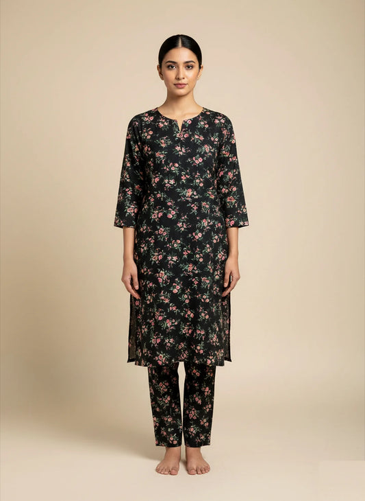 214 - Premium Cotton Unstitched 2PC All-Over Printed Dress