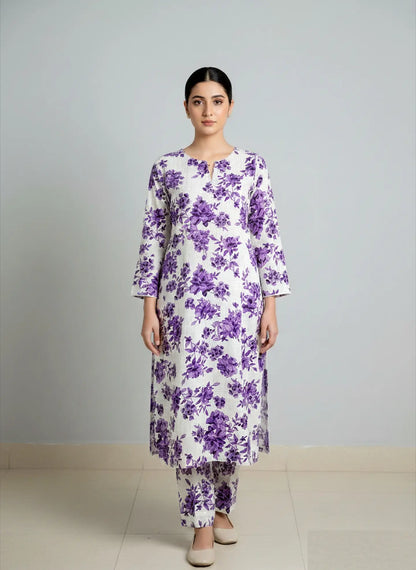 205 - Premium Cotton Unstitched 2PC All-Over Printed Dress
