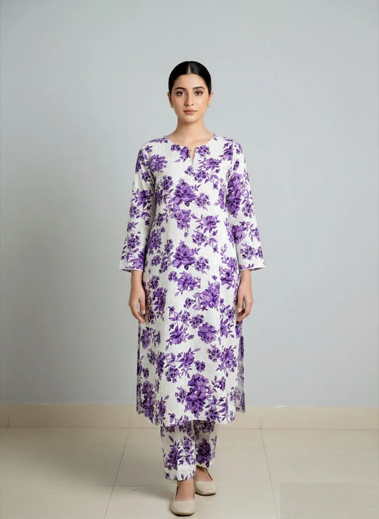 205 - Premium Cotton Unstitched 2PC All-Over Printed Dress