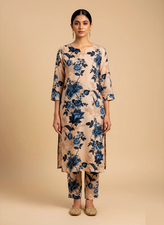 217 - Premium Cotton Unstitched 2PC All-Over Printed Dress