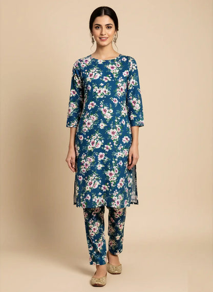 216- Premium Cotton Unstitched 2PC All-Over Printed Dress