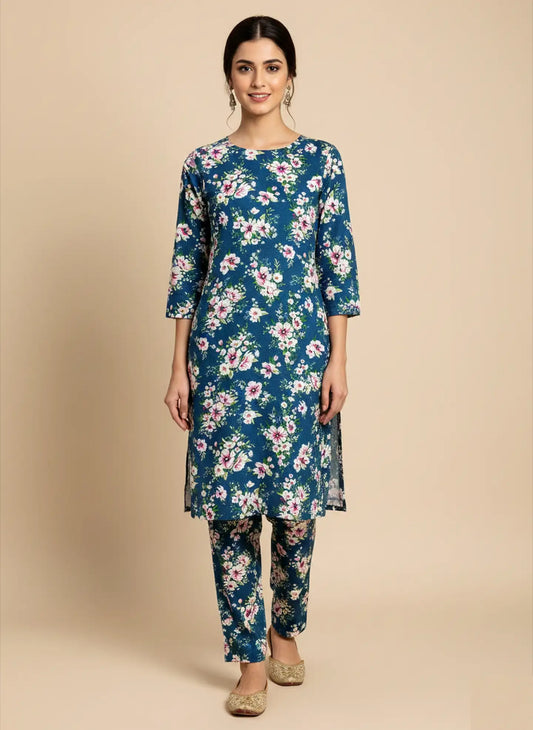 216- Premium Cotton Unstitched 2PC All-Over Printed Dress