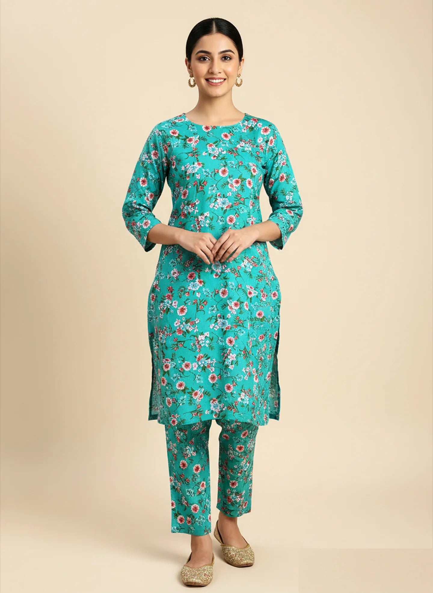 219 - Premium Cotton Unstitched 2PC All-Over Printed Dress