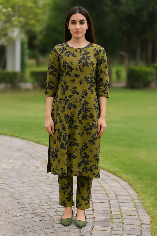 210- Premium Cotton Unstitched 2PC All-Over Printed Dress