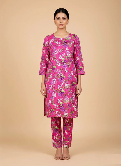 208 - Premium Cotton Unstitched 2PC All-Over Printed Dress
