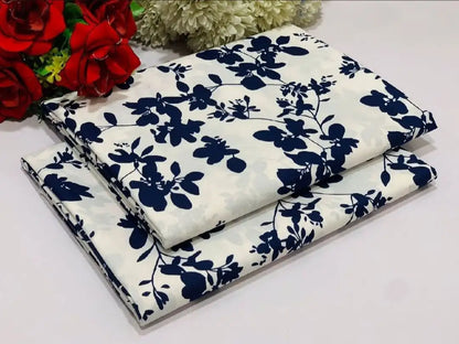 201 - Premium Cotton Unstitched 2PC All-Over Printed Dress