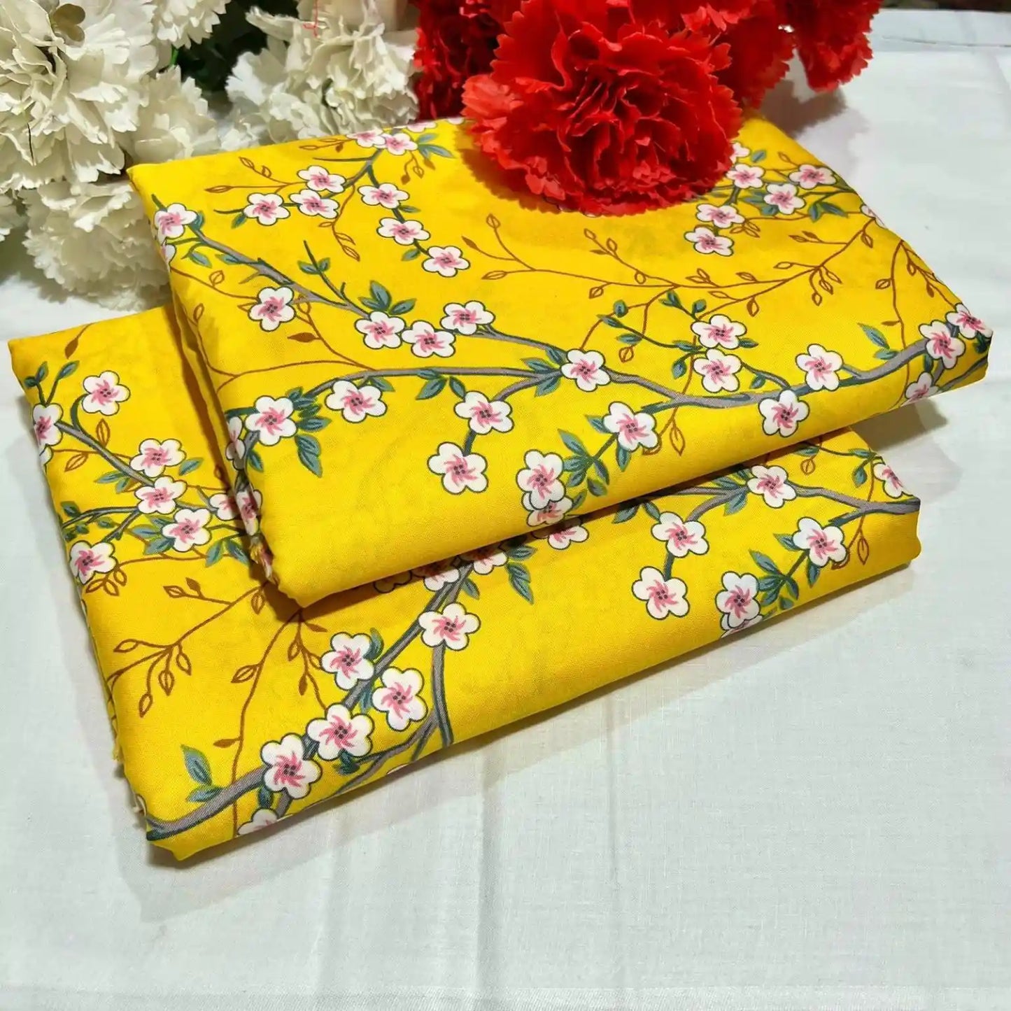 202 - Premium Cotton Unstitched 2PC All-Over Printed Dress
